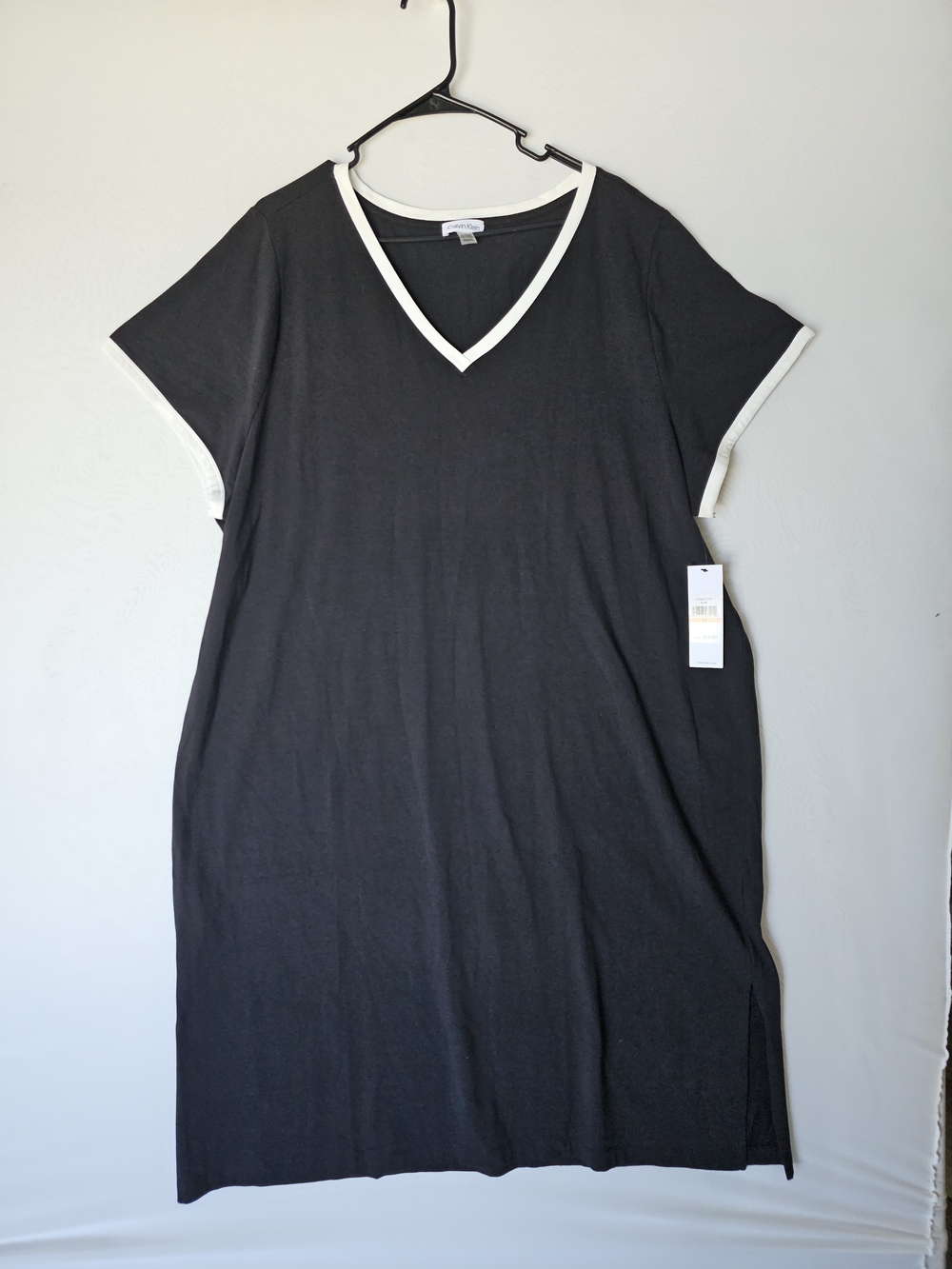 NWT Calvin Klein Black Knit T-Shirt Dress V-Neck Plus Size 2X